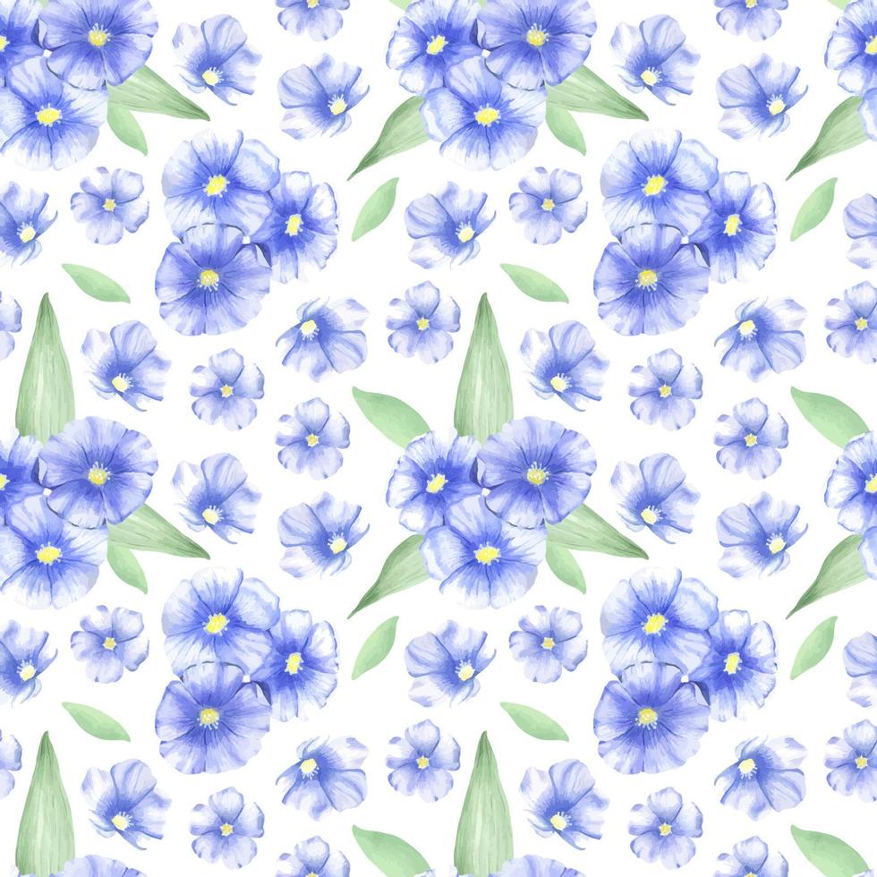 modèle sans couture de vecteur de fleurs sauvages de lin. modèle sans couture floral aquarelle de fleurs bleues. convient pour le tissu, le scrapbooking, la conception numérique sur papier numérique