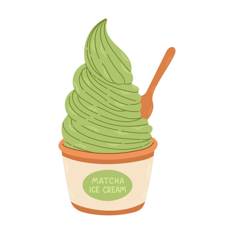 icône de crème glacée au matcha illustration vectorielle isolée pour autocollants, cartes postales, cahier vecteur