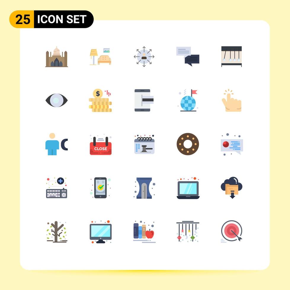 interface mobile couleur plate ensemble de 25 pictogrammes de messages de direction de chat éléments de conception vectoriels modifiables par l'homme vecteur