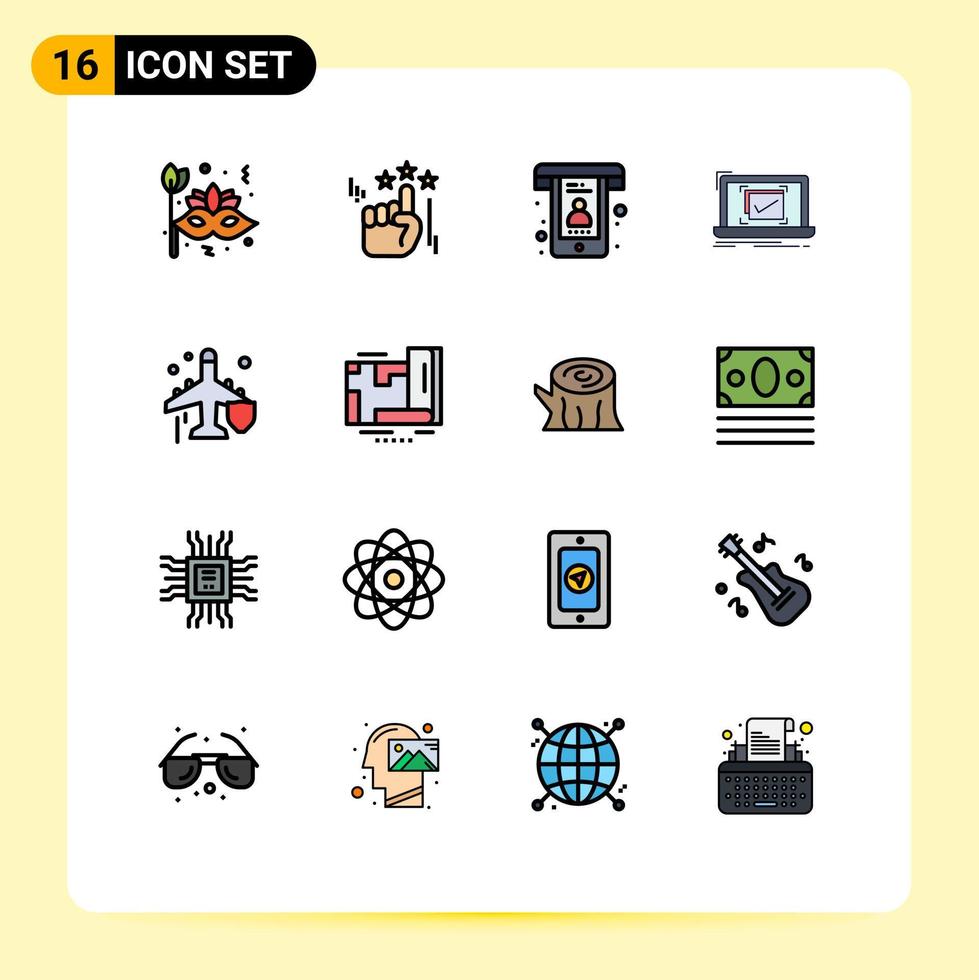 16 concept de ligne remplie de couleurs plates pour les sites Web mobiles et les applications volent bien meilleur système de liste de contrôle éléments de conception vectoriels créatifs modifiables vecteur