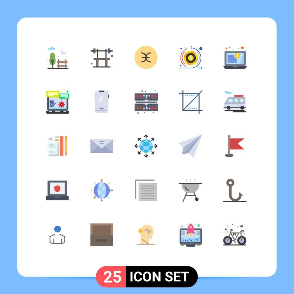 interface mobile couleur plate ensemble de 25 pictogrammes d'état financier signe client garantie argent éléments de conception vectoriels modifiables vecteur