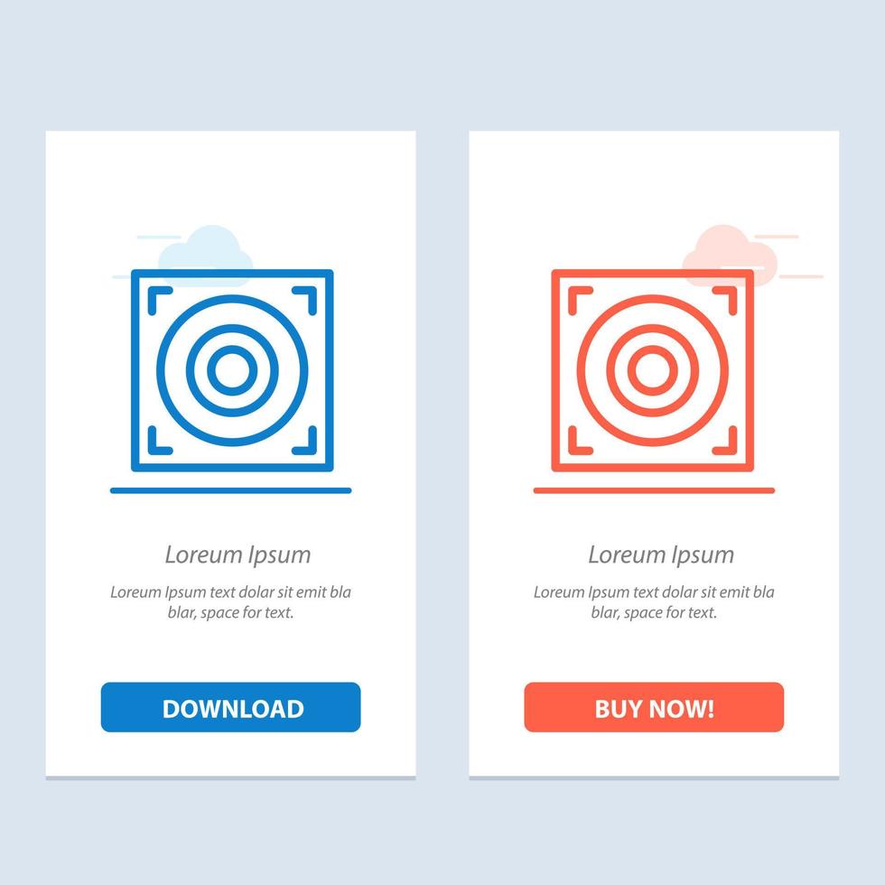 haut-parleur de conception web bleu et rouge téléchargez et achetez maintenant le modèle de carte de widget web vecteur