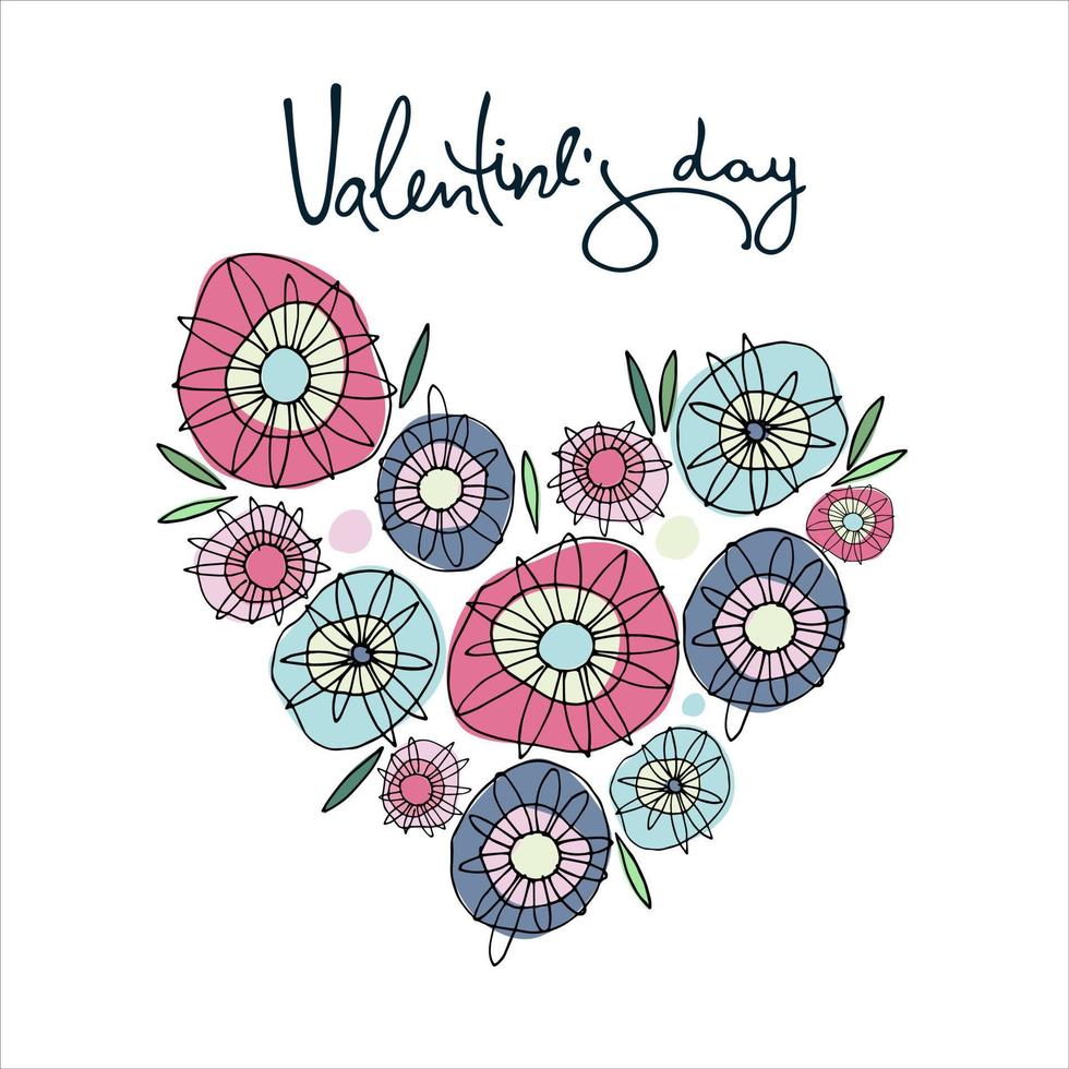 happy valentines day salutation lettrage avec coeur de couleur arc-en-ciel dans le dos vecteur