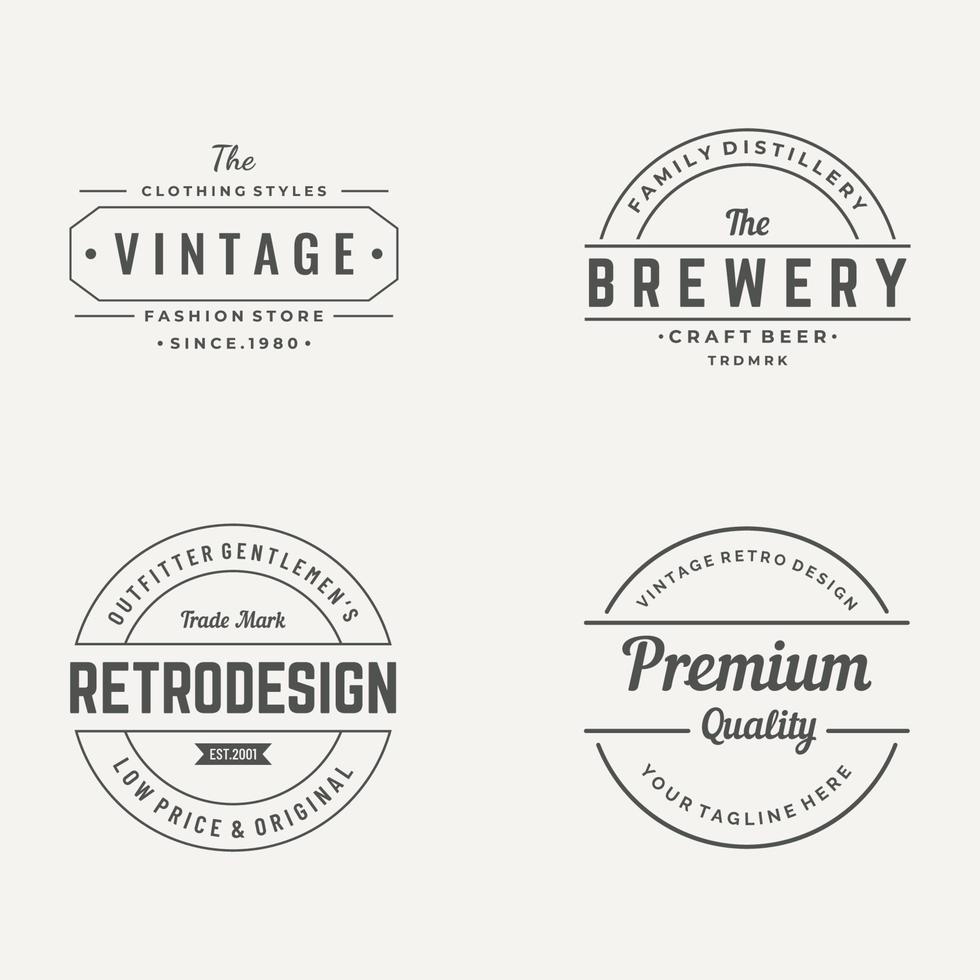 modèle d'éléments de typographie hipster rétro pour magasin de vêtements, café, magasin de bière, restaurant, entreprise, étiquette, affiche, marque vintage. vecteur