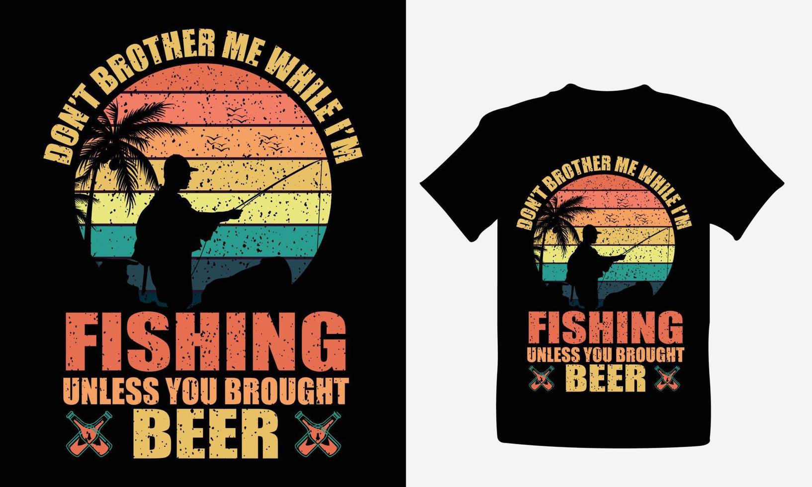 conception de t-shirt de pêche ou de t-shirt rétro vecteur
