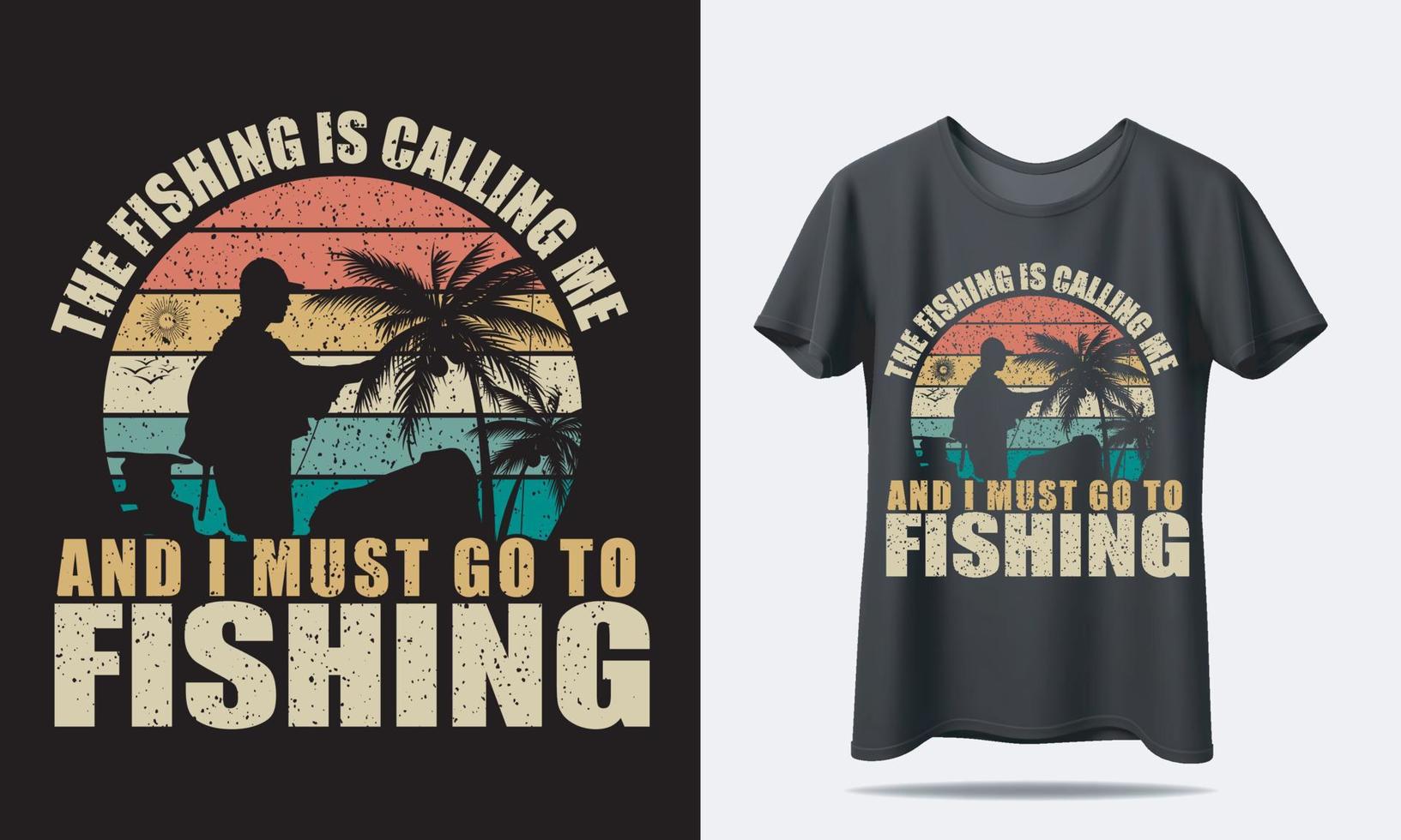 conception de t-shirt de pêche ou de t-shirt rétro vecteur