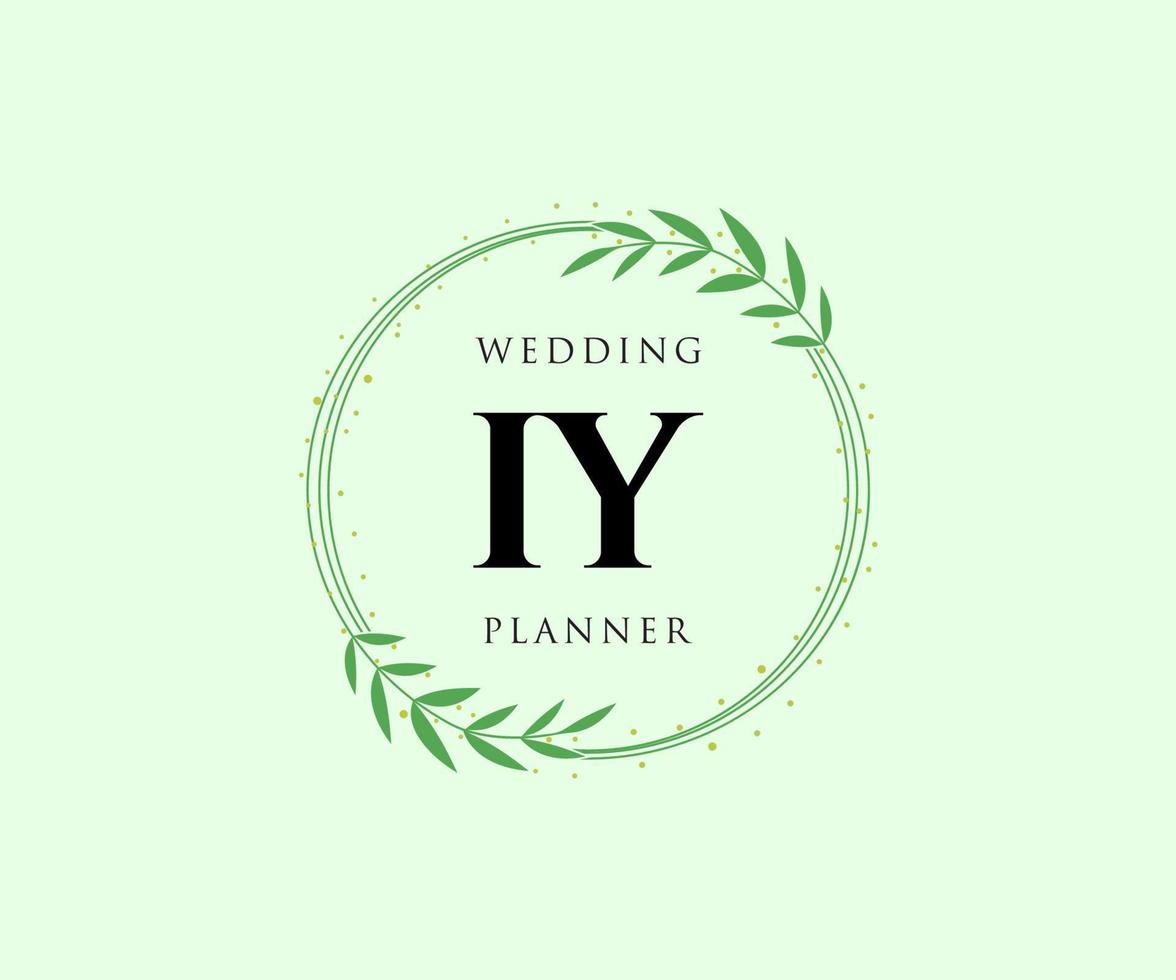 iy initiales lettre mariage monogramme logos collection, modèles minimalistes et floraux modernes dessinés à la main pour cartes d'invitation, réservez la date, identité élégante pour restaurant, boutique, café en image vectorielle vecteur