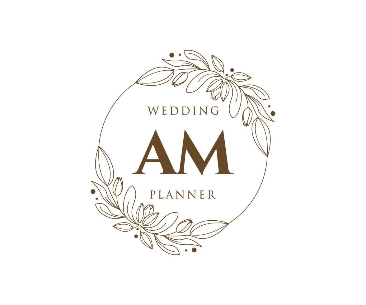 am initiales lettre mariage monogramme logos collection, modèles minimalistes et floraux modernes dessinés à la main pour cartes d'invitation, réservez la date, identité élégante pour restaurant, boutique, café en image vectorielle vecteur