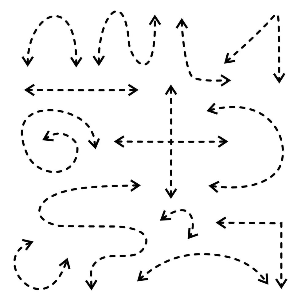 conception de vecteur de flèche avec ligne pointillée