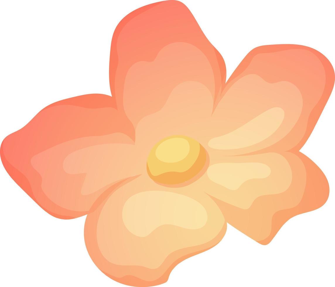 dessin animé de fleur épanouie rose délicate isolé vecteur