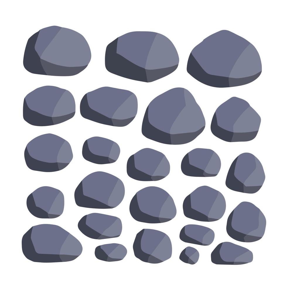 ensemble de pierres. tas de pavés. minéraux géologiques gris. matériau de construction de mur lourd. gros blocs vecteur