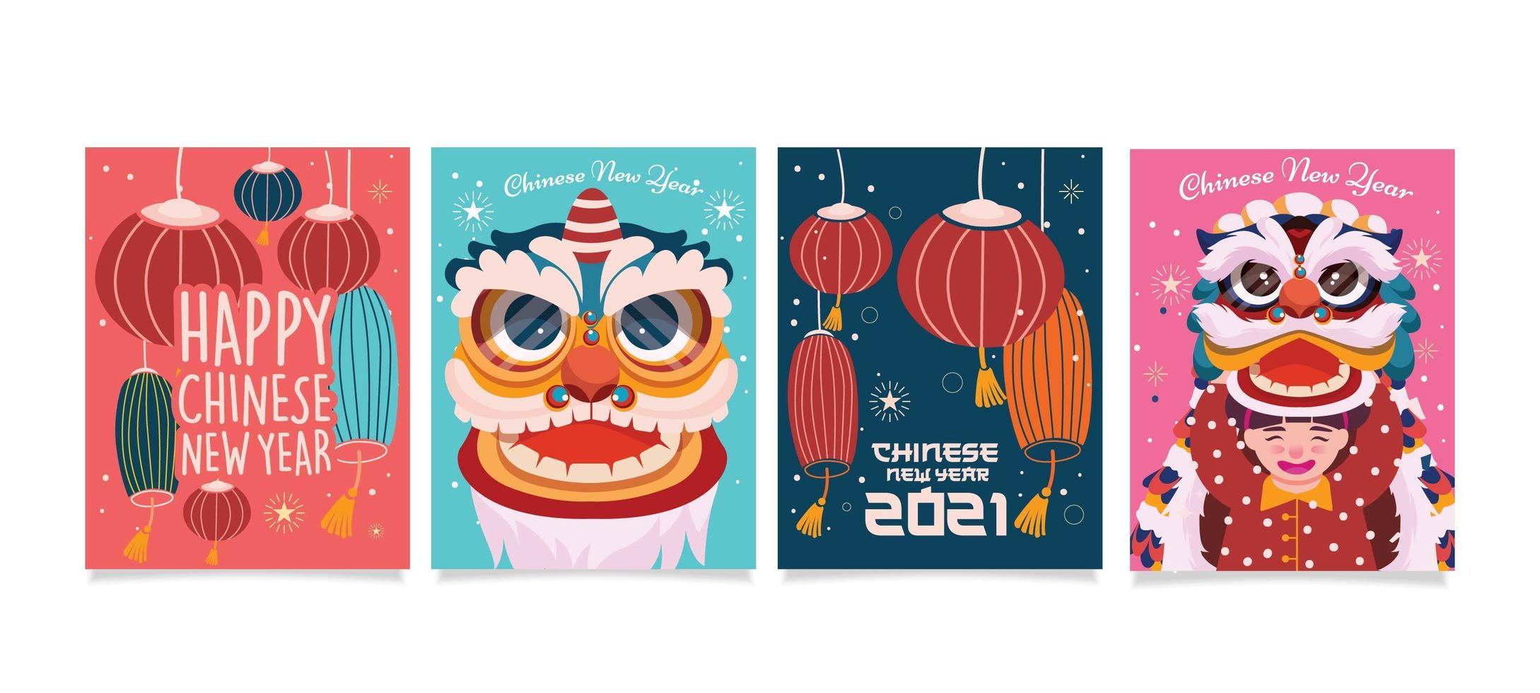 conception de cartes amusantes pour le nouvel an chinois vecteur