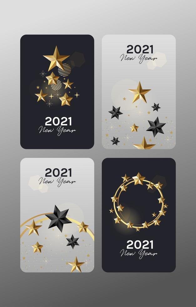 étoiles d'or scintillantes du nouvel an vecteur