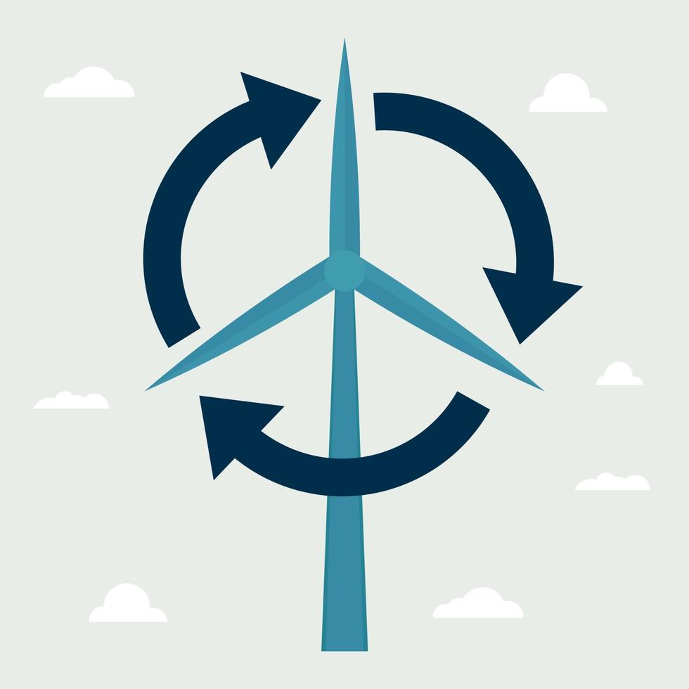 icône, autocollant, bouton sur le thème de la sauvegarde de la terre avec icône renouvelable et éolienne vecteur