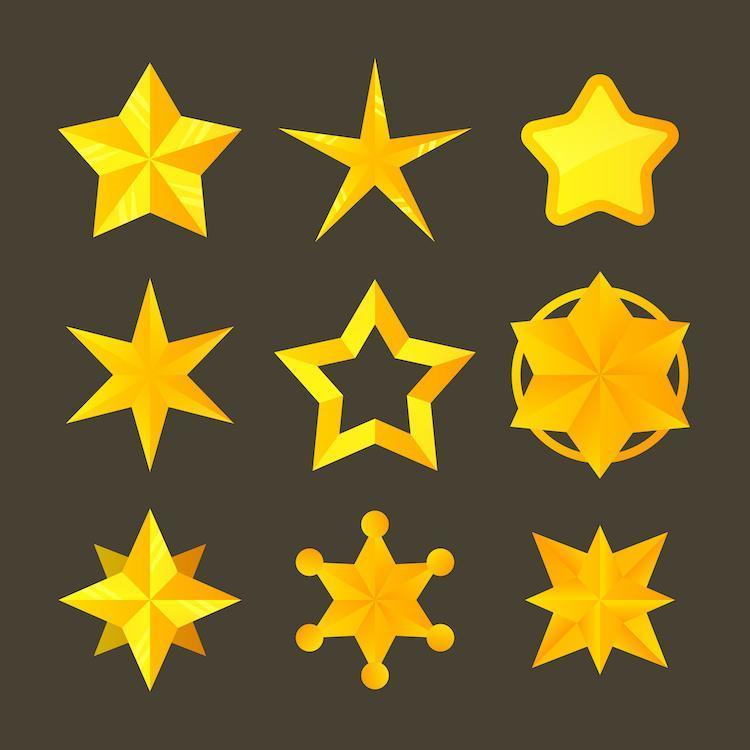 collection d'étoiles jaunes brillantes vecteur