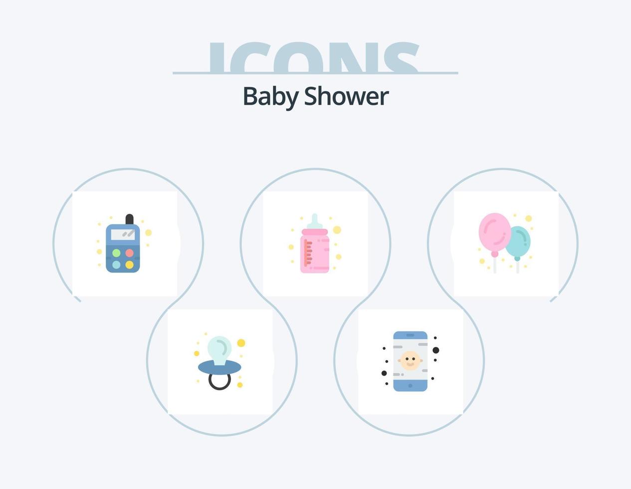 pack d'icônes plates de douche de bébé 5 conception d'icônes. . . jouet. ballon. boire vecteur