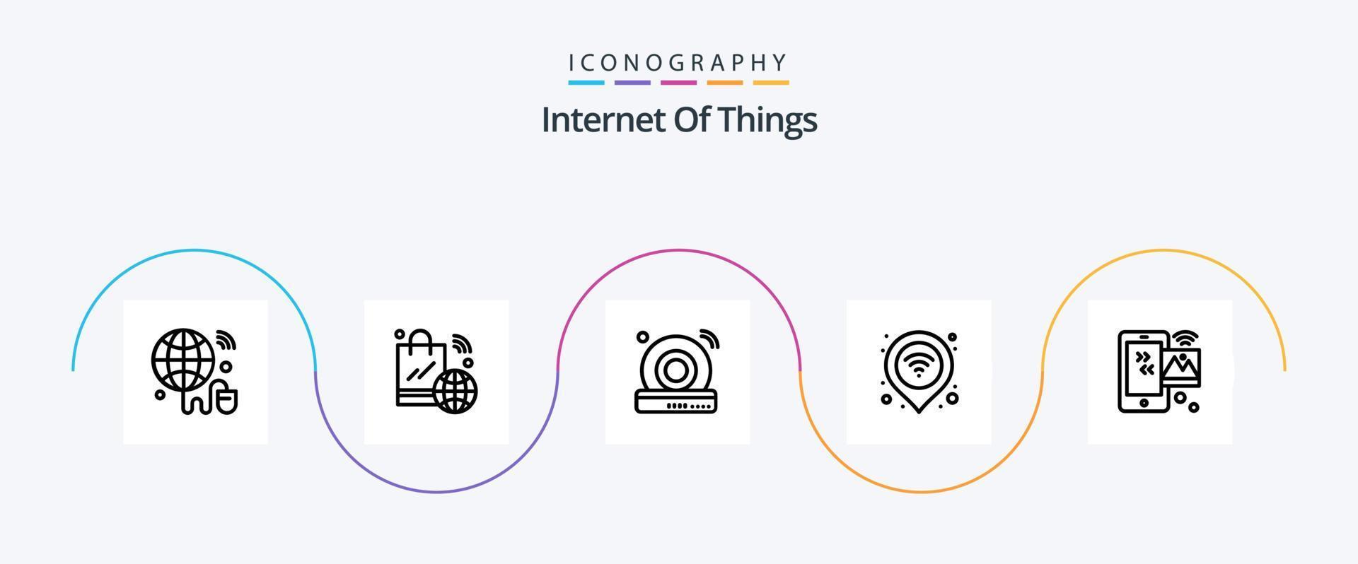 Pack d'icônes Internet des objets ligne 5, y compris le wifi. broche. Wifi. carte. l'Internet vecteur