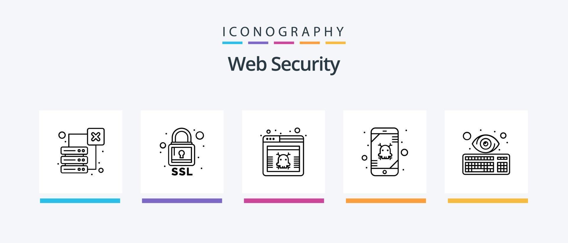 pack d'icônes de la ligne de sécurité Web 5, y compris ok. Chèque. cybernétique. authentification. enregistreur de frappe. conception d'icônes créatives vecteur