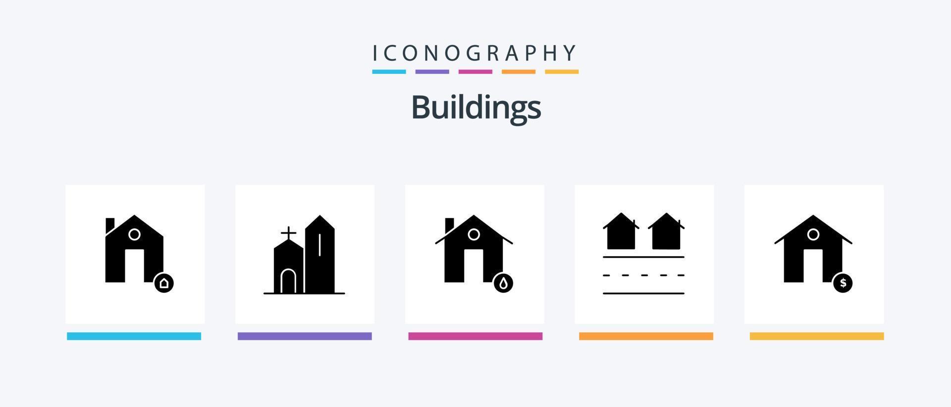 pack d'icônes glyphe 5 de bâtiments, y compris le logement. domaine. historique. loger. Feu. conception d'icônes créatives vecteur