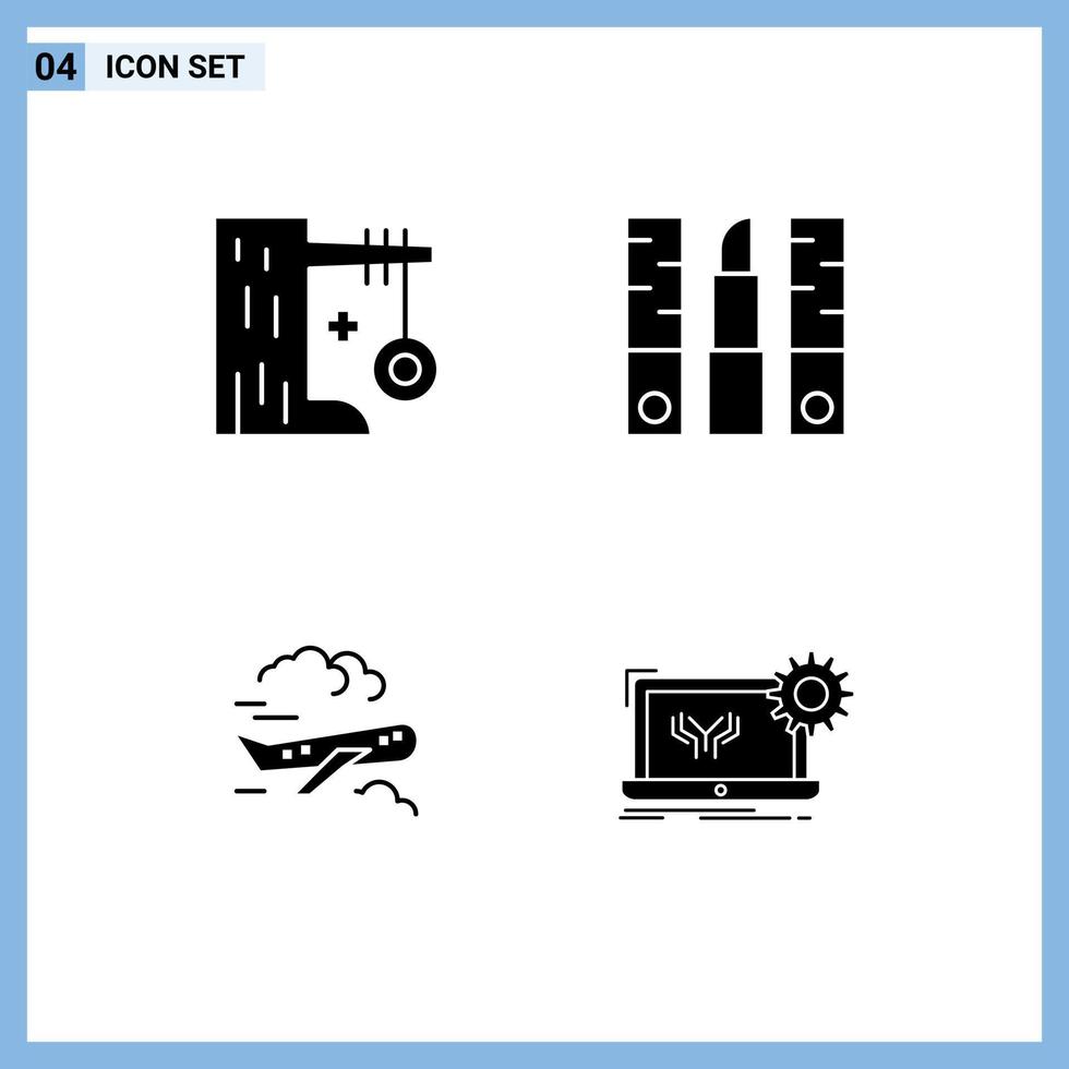 pack d'icônes vectorielles stock de 4 signes et symboles de ligne pour les éléments de conception vectoriels modifiables d'avion de beauté de balançoire de maquillage de vacances vecteur