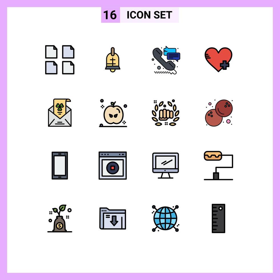 symboles d'icônes universels groupe de 16 couleurs plates modernes