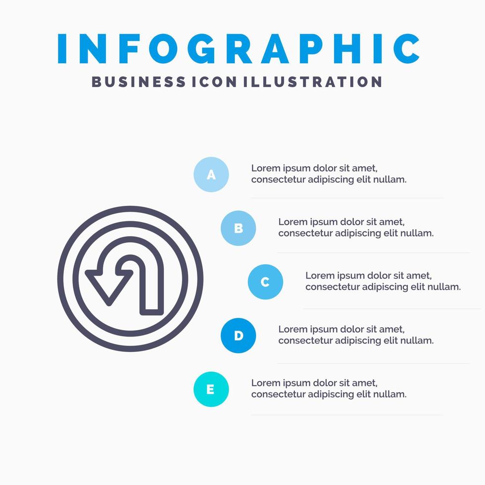 icône de ligne de chemin de navigation arrière flèche avec 5 étapes présentation infographie fond vecteur