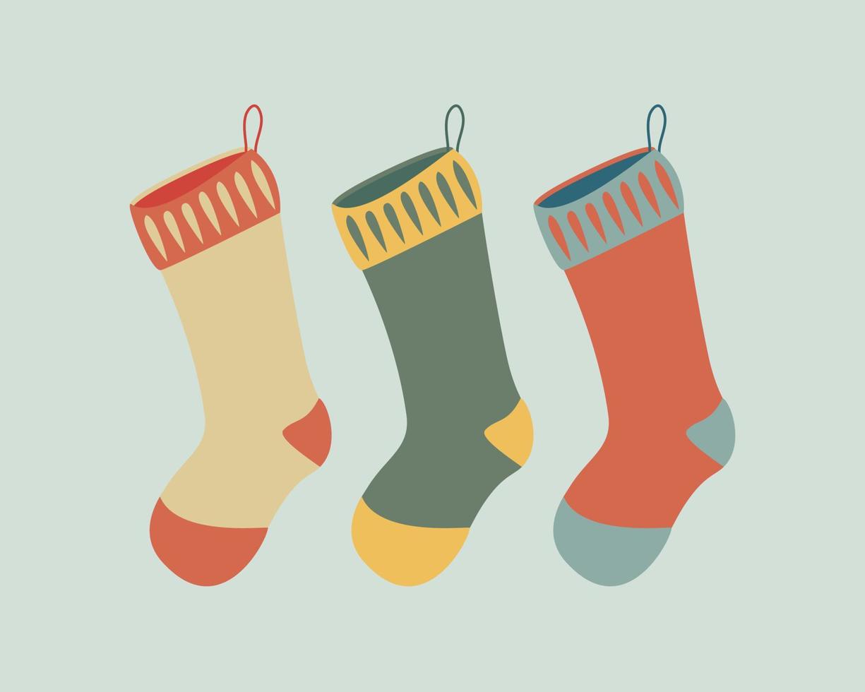 illustration vectorielle de noël bas chaussettes multicolores vecteur