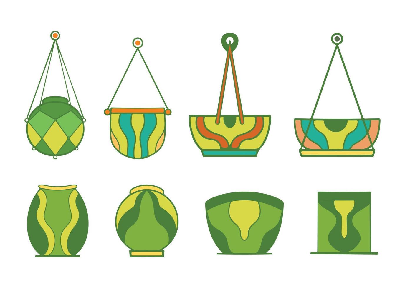 8 plantes en vase vecteur