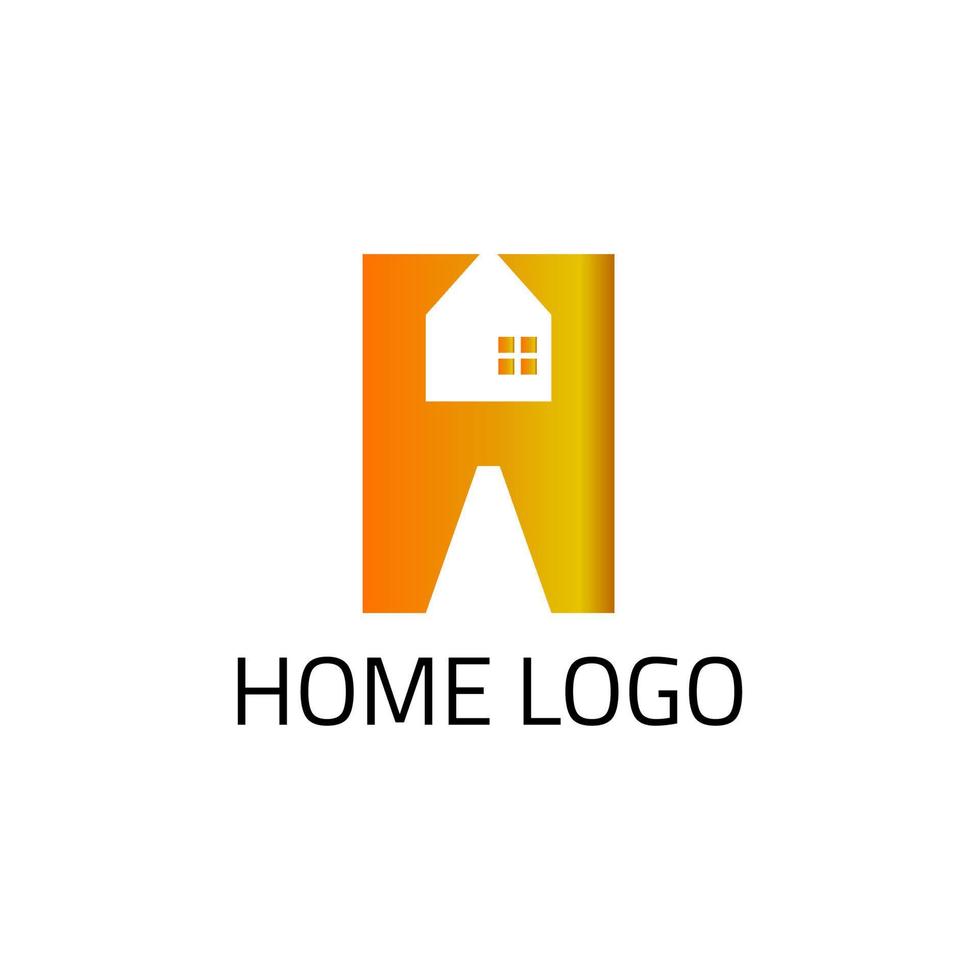 logo rectangle avec espace négatif pour les maisons et formant la lettre h. vecteur