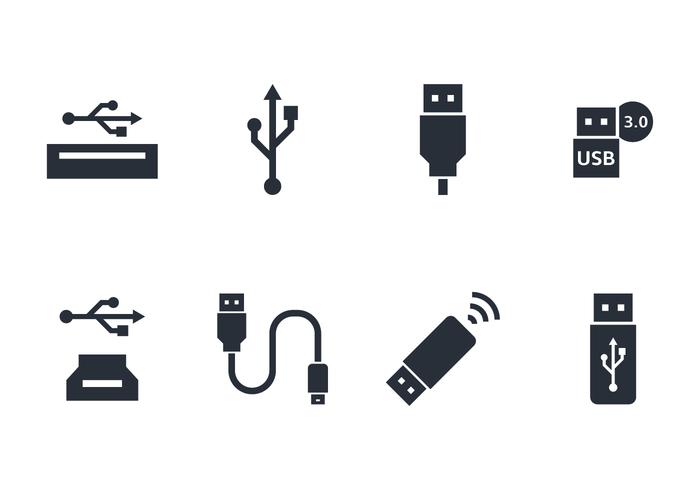 Ensemble d'icônes USB vecteur