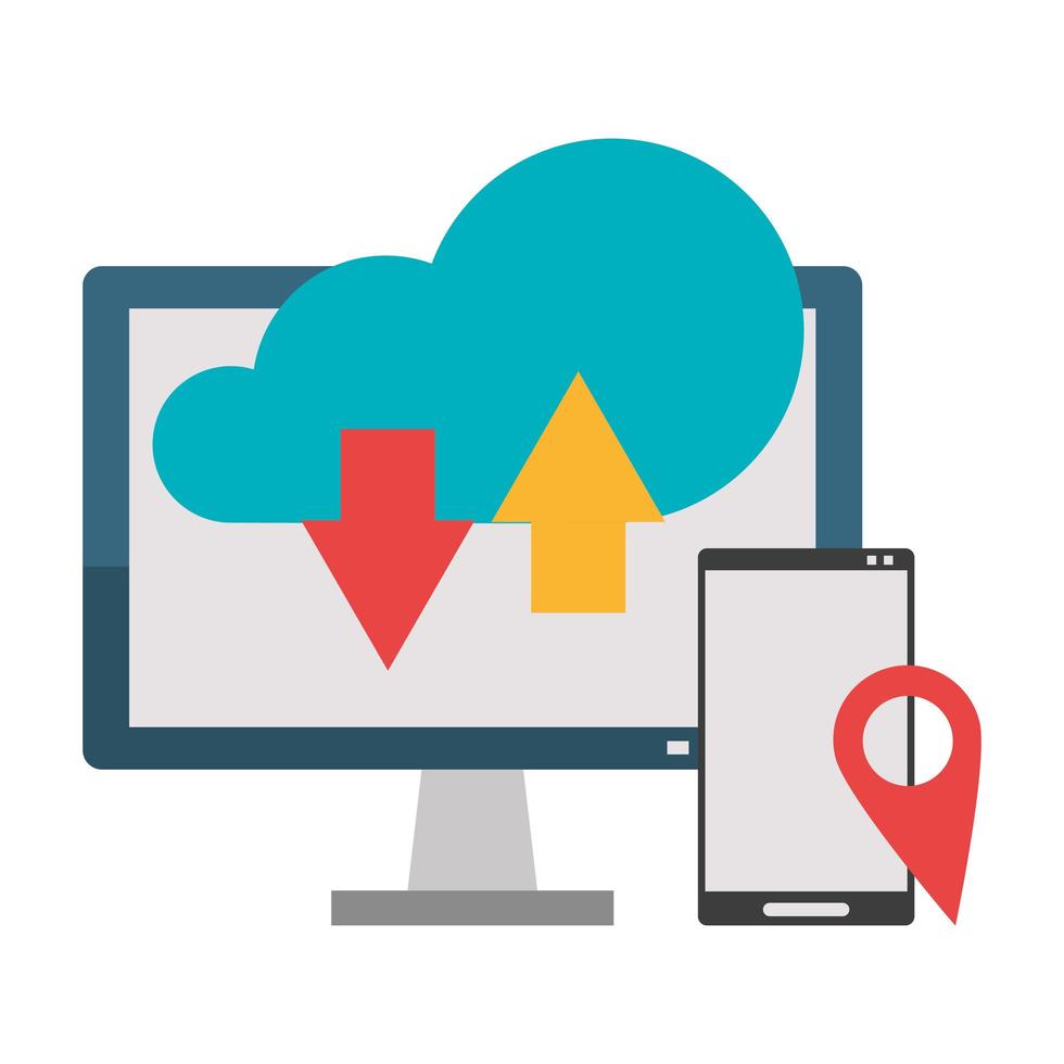 symboles de technologie de cloud computing isolés vecteur