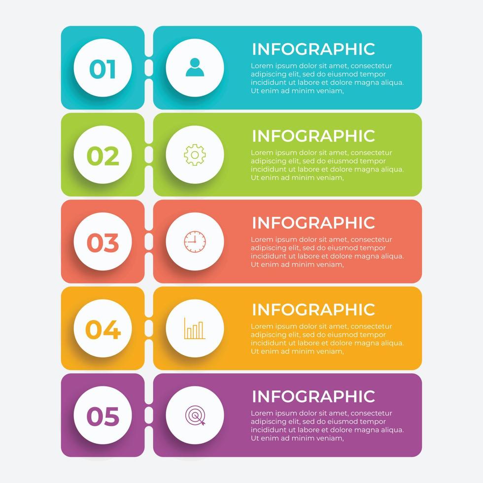 concept créatif pour infographie avec 5 étapes, options, pièces ou processus. visualisation des données d'entreprise vecteur