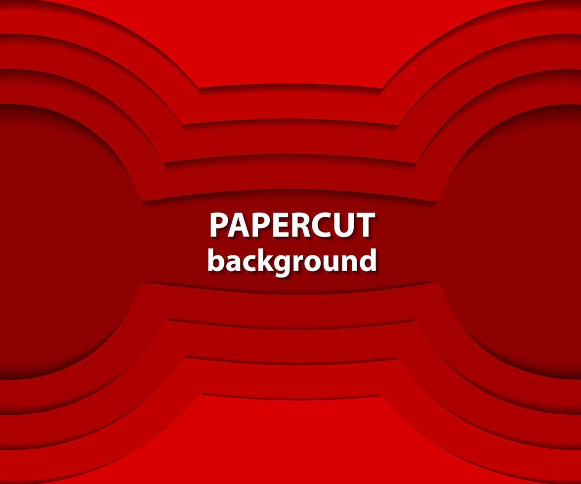 fond de vecteur avec des formes découpées en papier rouge. Style d'art papier abstrait 3d, mise en page de conception pour les présentations d'affaires, dépliants, affiches, impressions, décoration, cartes, couverture de brochure.