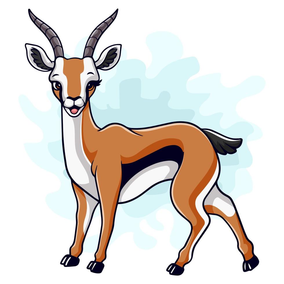 gazelle drôle de dessin animé isolé sur fond blanc vecteur