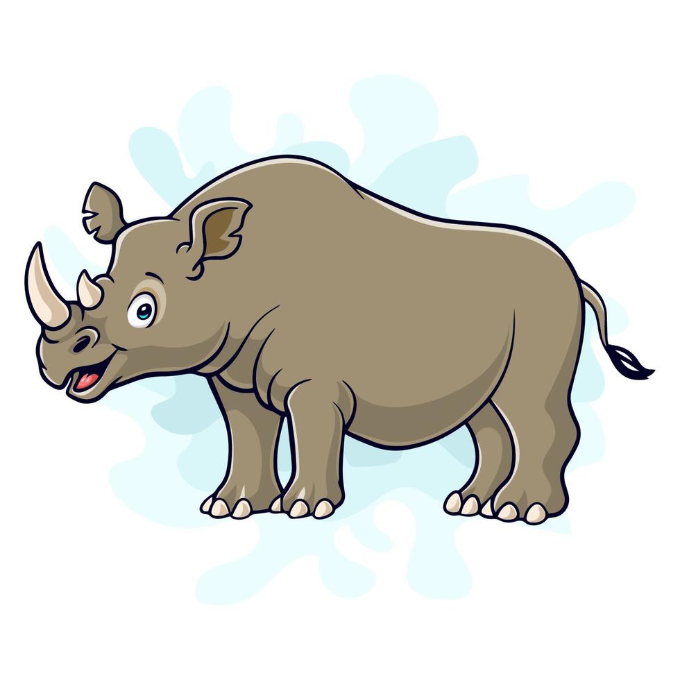 rhinocéros drôle de dessin animé isolé sur fond blanc vecteur