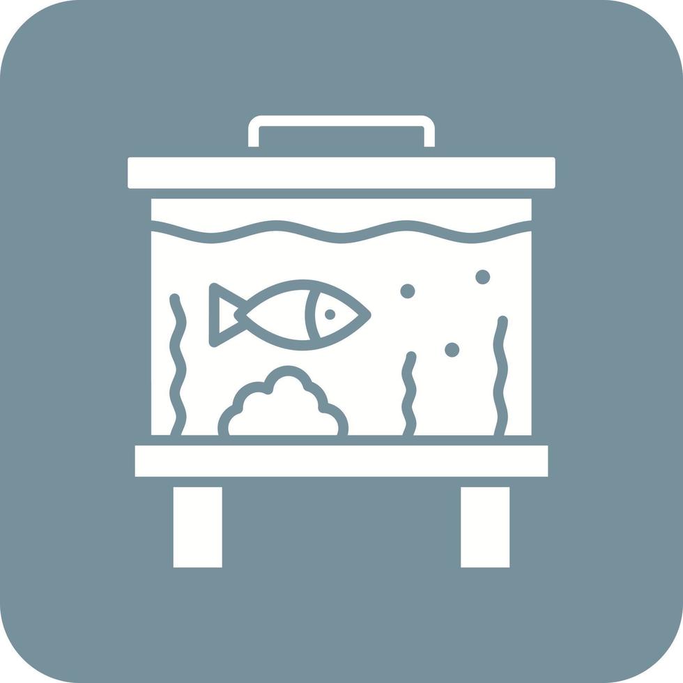 icône de fond de coin rond de glyphe de réservoir de poisson vecteur
