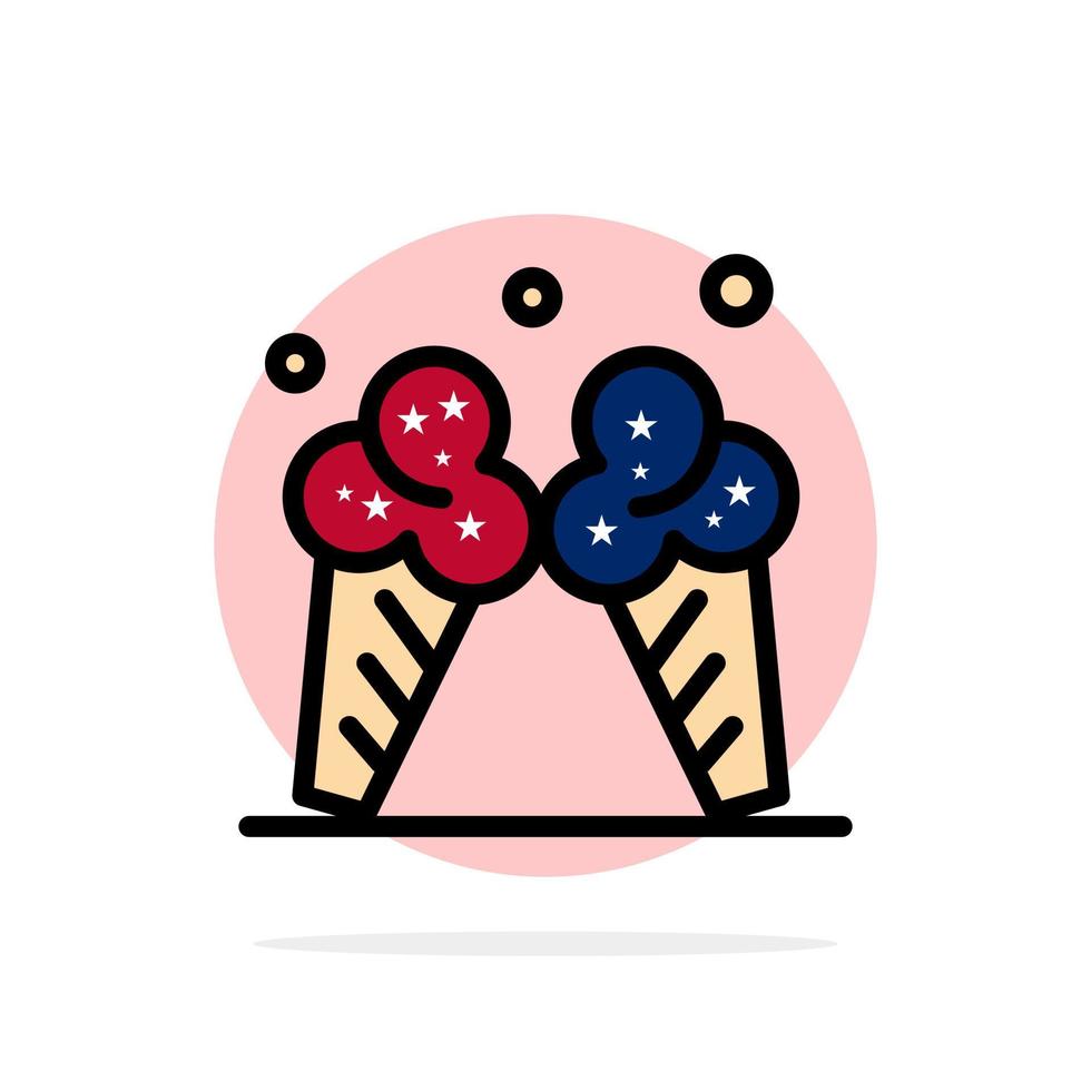 crème glacée crème glacée icône de couleur plate de fond de cercle abstrait américain vecteur