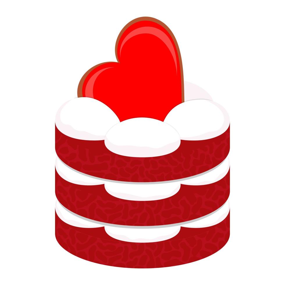 illustration vectorielle. un gâteau avec un coeur pour la saint valentin vecteur