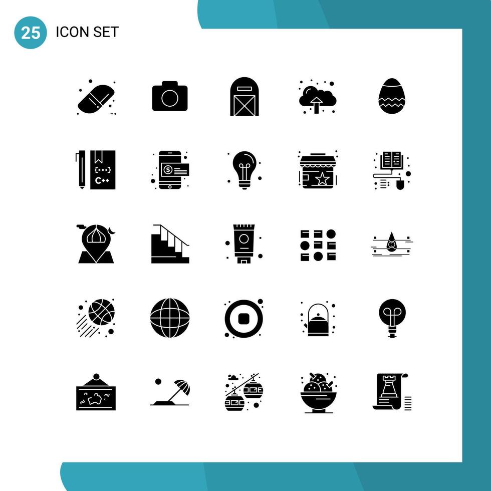 ensemble de 25 glyphes solides vectoriels sur la grille pour c egg farm données de pâques éléments de conception vectoriels modifiables vecteur