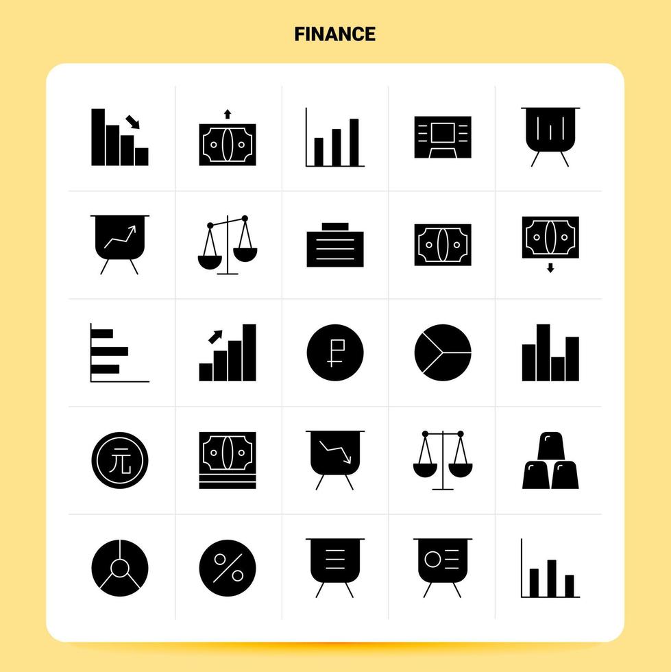 ensemble d'icônes de finance solide 25 conception de style de glyphe vectoriel icônes noires définies illustration vectorielle de conception d'idées d'affaires web et mobile