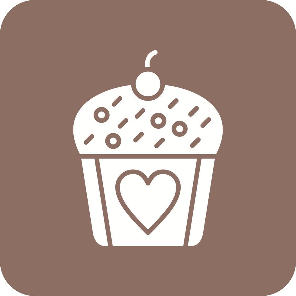 icône de fond de coin rond de glyphe de cupcake de mariage vecteur