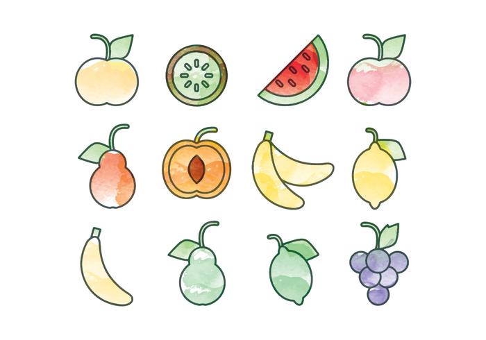 Ensemble de fruits d'aquarelle vectorielle vecteur