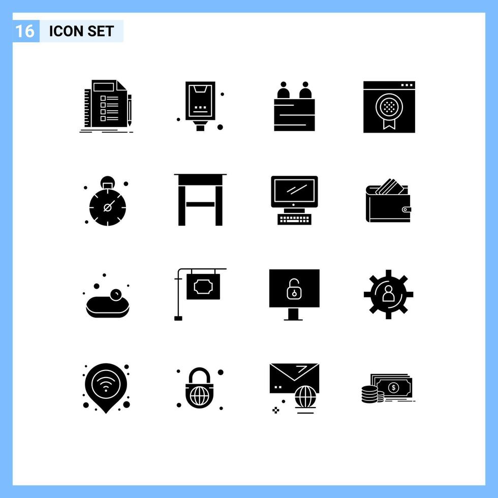 pack de lignes vectorielles modifiables de 16 glyphes solides simples d'éléments de conception vectoriels modifiables vecteur