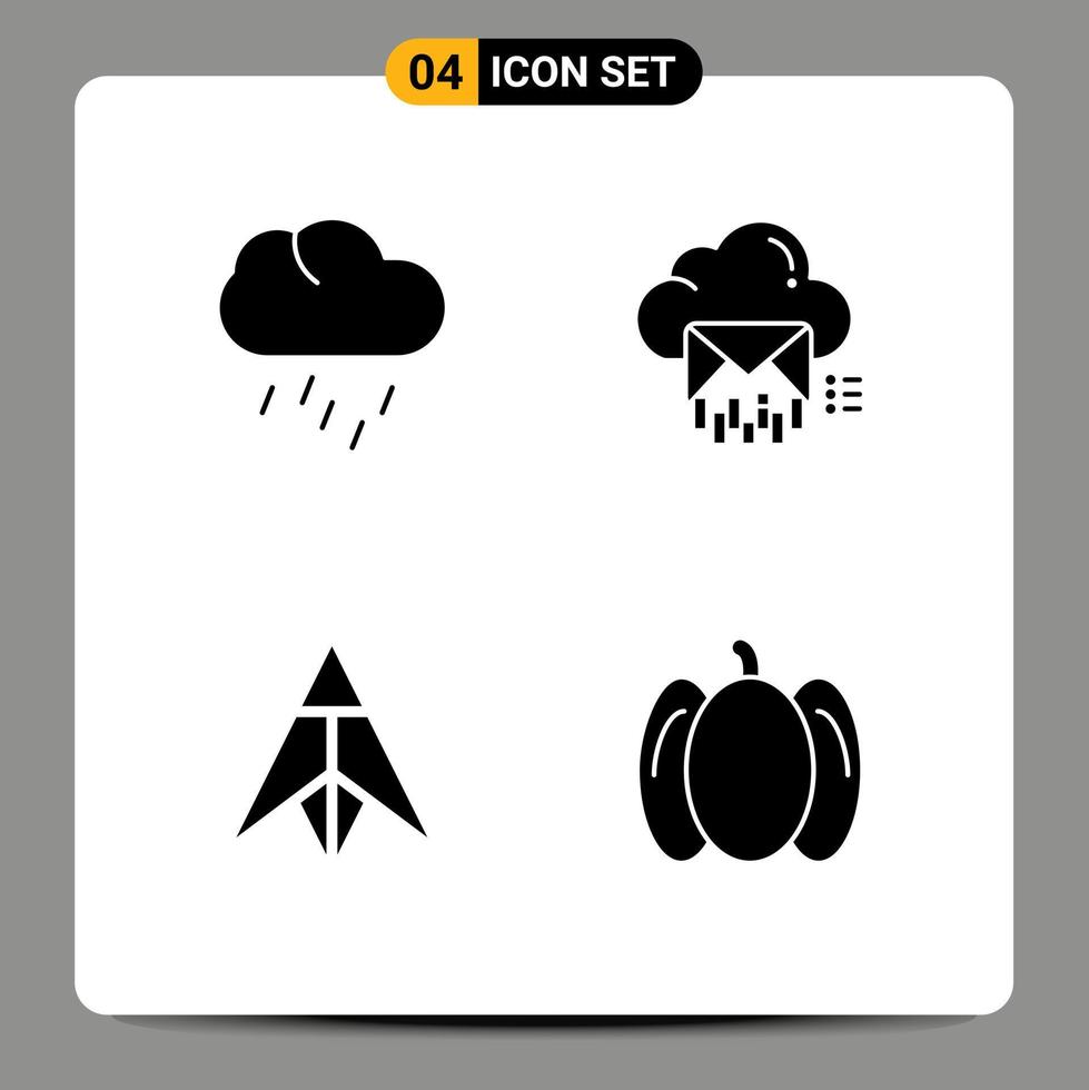 ensemble de 4 symboles d'icônes d'interface utilisateur modernes signes pour la nature dubaicoin météo e-mail crypto éléments de conception vectoriels modifiables vecteur