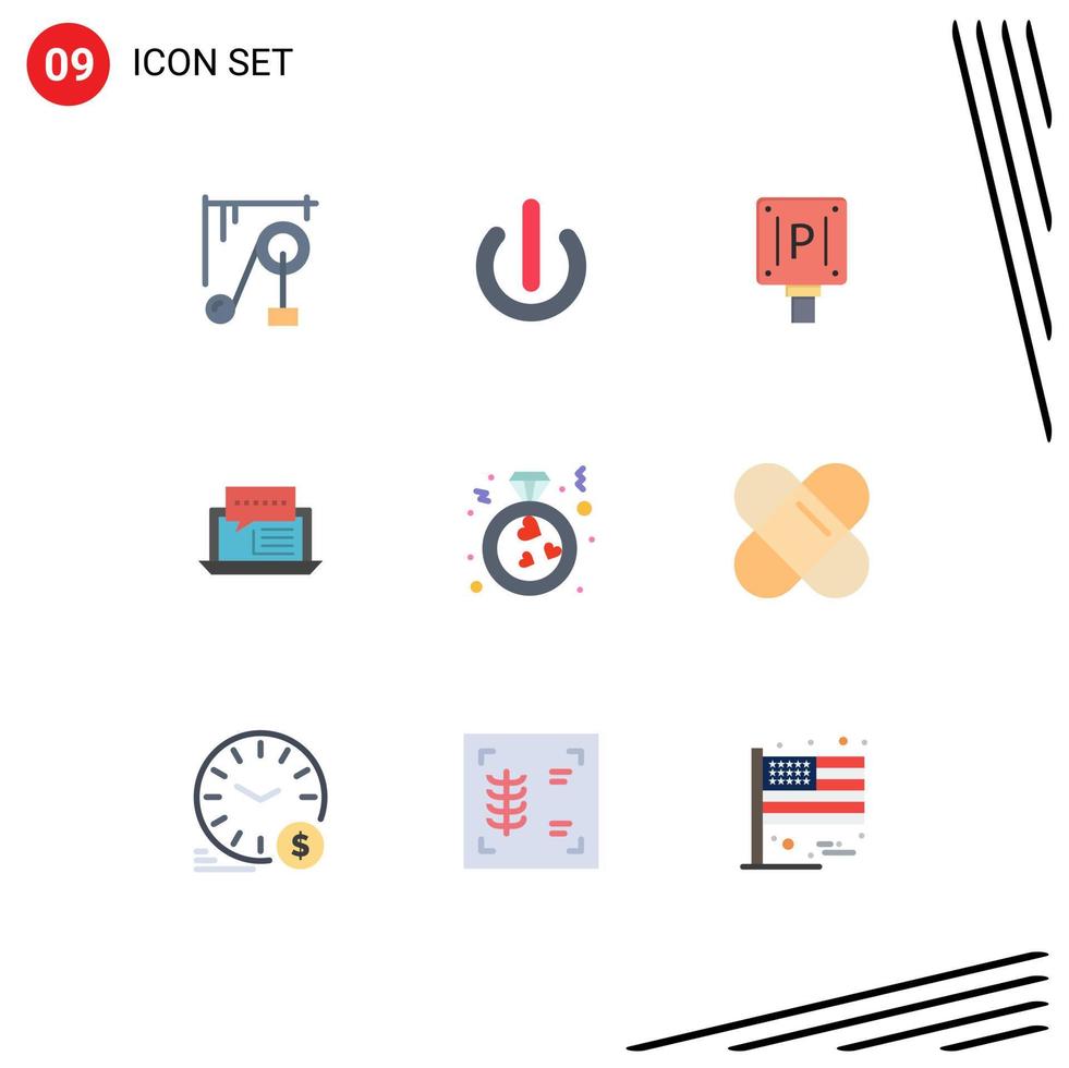 9 icônes créatives signes et symboles modernes du dialogue de stationnement sur Internet social consultant des éléments de conception vectoriels modifiables vecteur