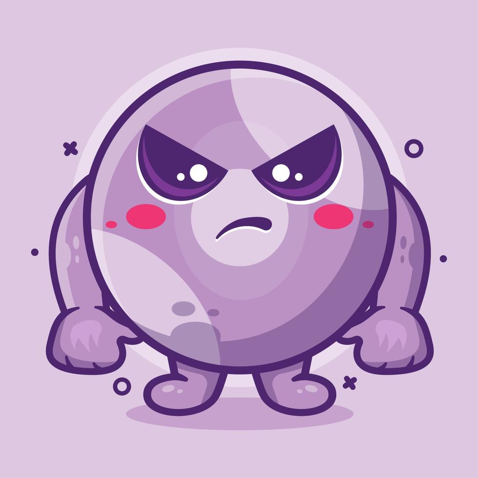 mascotte de personnage de boule de billard sérieux avec expression de colère dessin animé isolé dans un style plat vecteur