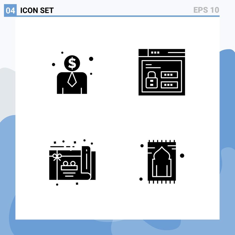 pack d'icônes vectorielles de stock de 4 signes et symboles de ligne pour les éléments de conception vectoriels modifiables de tapis d'anniversaire web tapis de coût des employés vecteur