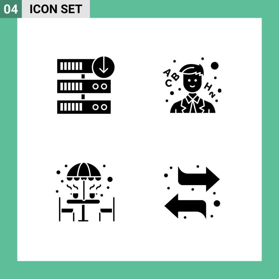 4 interface utilisateur pack de glyphes solides de signes et symboles modernes de téléchargement de serveur de meubles de rétrogradation professeur parapluie éléments de conception vectoriels modifiables vecteur