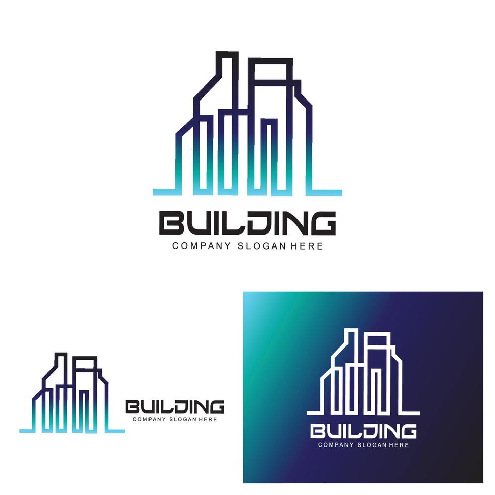 logo de conception de maison, logo de bâtiment, icône de société immobilière et de construction vecteur