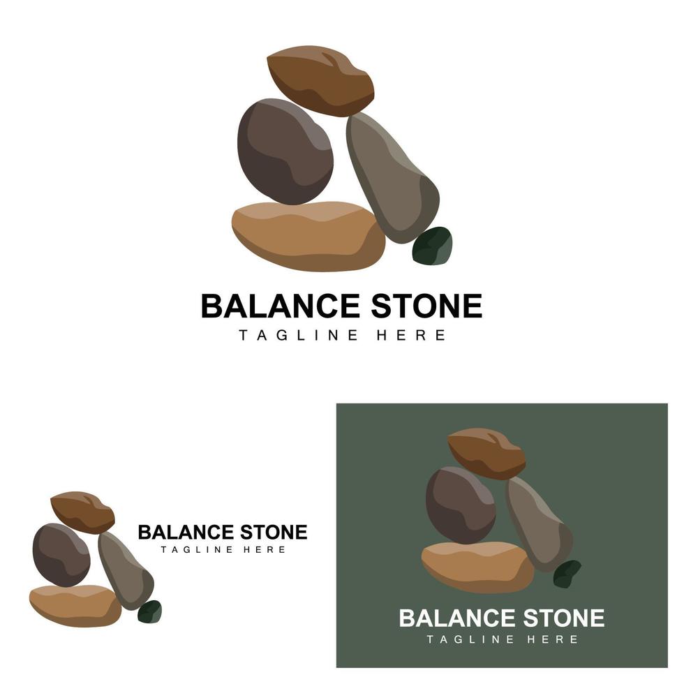 création de logo en pierre empilée, vecteur de pierre d'équilibrage, illustration de pierre de matériau de construction, illustration de pierre ponce pierre walpapeer